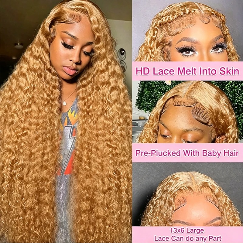 34 peluca rubia miel de 38 pul - Human Hair Wigs reseña y precio