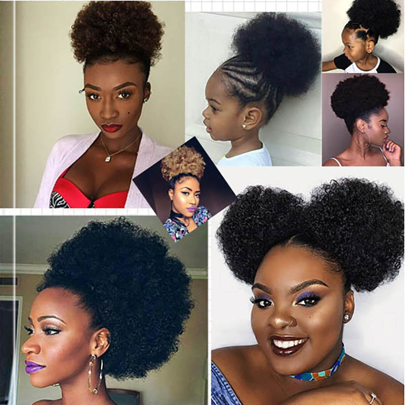 Extensiones de cola de caballo - Drawstring Afro Curly Puff Ponytail reseña y precio