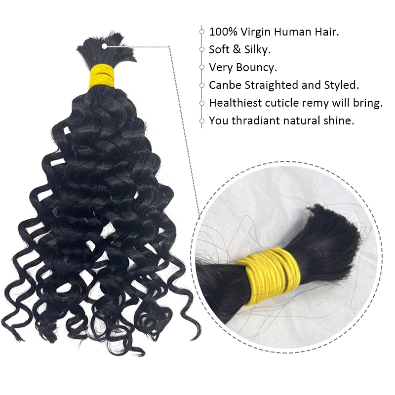Cabello humano a granel con on - Water Wave Bulk Human Hair For Braiding reseña y precio