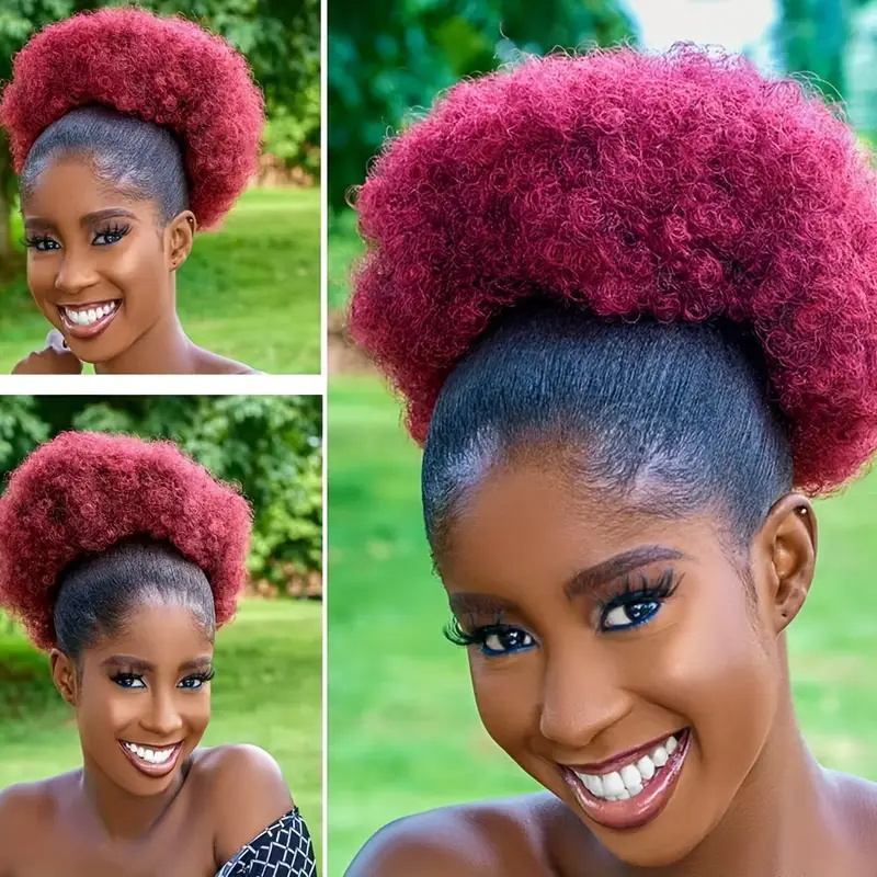 1 pieza de extensión de cola d - Drawstring Afro Curly Puff Ponytail reseña y precio