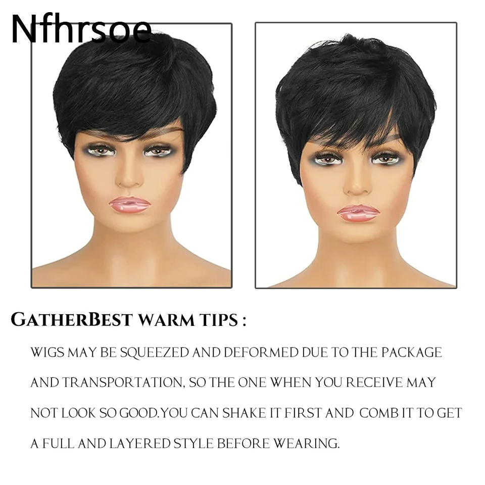 Pelucas cortas de cabello huma - Short Pixie Cut Wig Human Hair Cheap reseña y precio