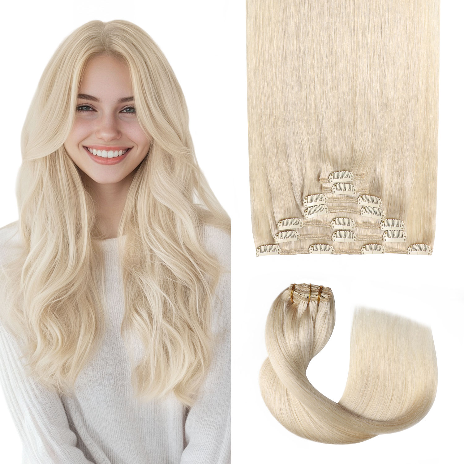 Extensiones de Cabello Humano  - Seamless Clip In Hair Extensions Human Hair reseña y precio
