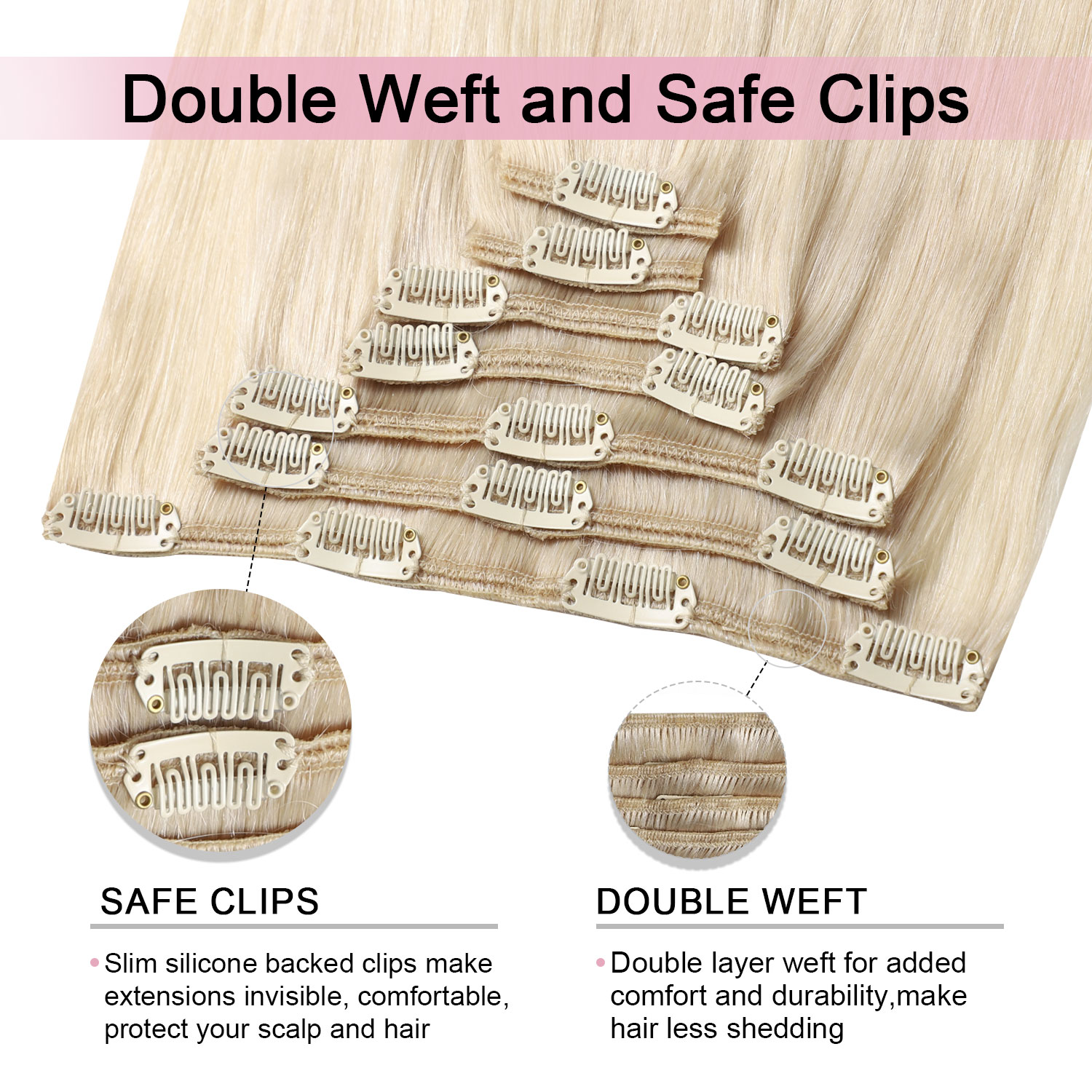 Extensiones de Cabello Humano  - Seamless Clip In Hair Extensions Human Hair reseña y precio