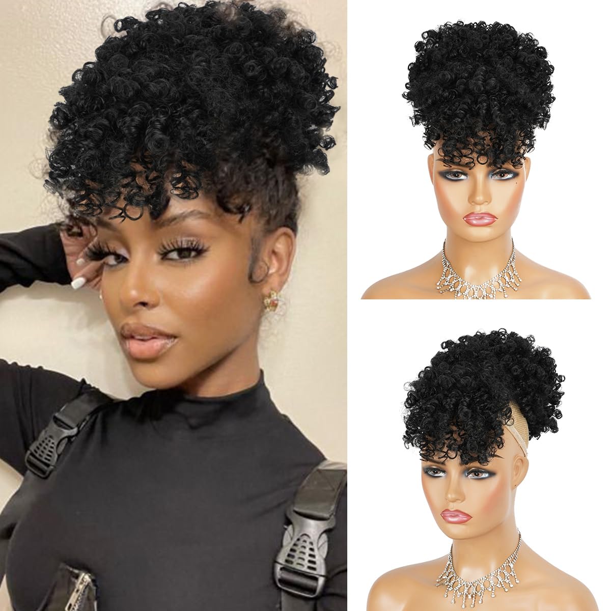 Cola de caballo con cordón Afr - Drawstring Afro Curly Puff Ponytail reseña y precio