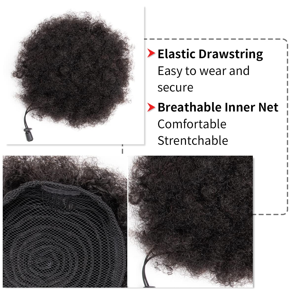 Afro Kinky Puffs 100% moños de - Drawstring Afro Curly Puff Ponytail reseña y precio