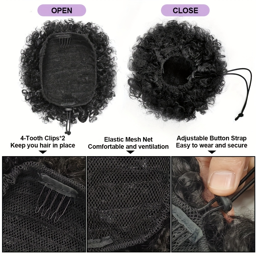 Afro Kinky Puffs 100% moños de - Drawstring Afro Curly Puff Ponytail reseña y precio
